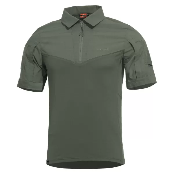  Pánske tričko s golierom PENTAGON RANGER SHORT ARM SHIRT K02013 CAMO ZELENÁ 