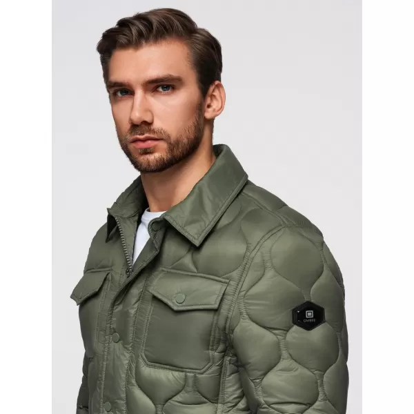  Pánska bunda OMBRE OM-JALP-0215 OLIVOVÝ 