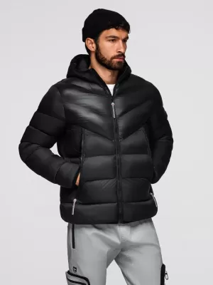 Pánska bunda OMBRE OM-JAHP-0303 ČIERNA