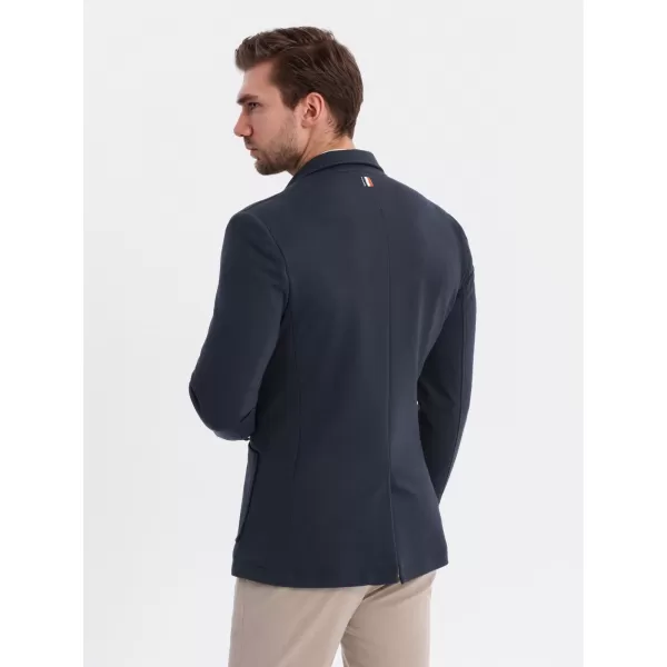  Pánska bunda OMBRE OM-BLZB-0101 NÁMORNÍCKA MODRÁ 