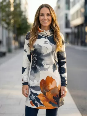 Dámska prémiová predĺžená mikina ALTISPORT VOJ/ALW117MI06 ČIERNO-ORANŽOVÁ
