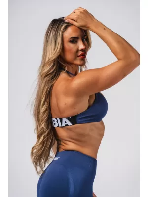 Bezšvová vyťahovacia športová podprsenka FLOW SEAMLESS 495 BLUE Nebbia