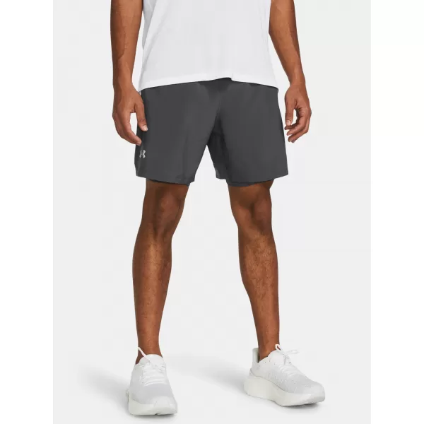  Pánske šortky UNDER ARMOUR UA LAUNCH 7'' 2-IN-1 SHORTS 1382641-025 SIVÁ 