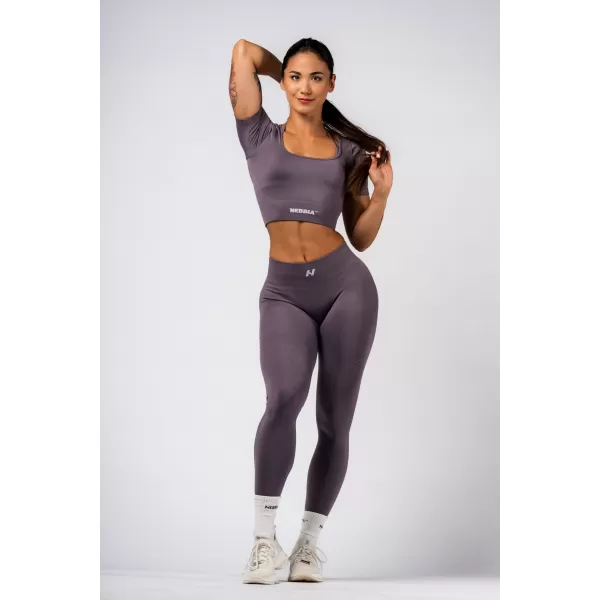  Tvarujúci bezšvový crop top FLOW SEAMLESS 499 DARK GREY Nebbia 