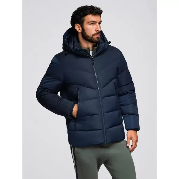  Pánska bunda OMBRE OM-JAHP-0304 NÁMORNÍCKA MODRÁ 