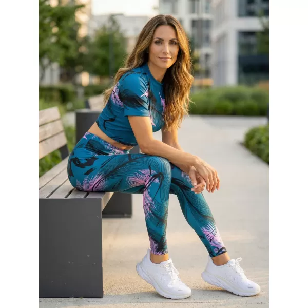  Dámsky prémiový crop top ALTISPORT VOJ/ALW001TR07 PETROLEJOVÁ/SVĚTLE RŮŽOVÁ BENZÍNOVÁ/SVETLORUŽOVÁ 