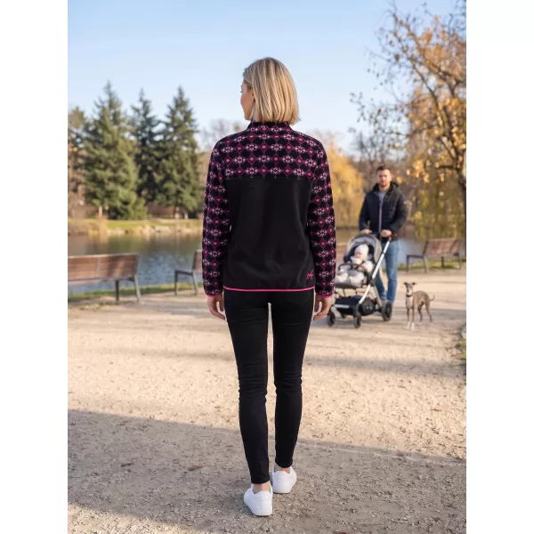  Dámska fleecová mikina ALTISPORT GEMMY ČIERNA/RUŽOVÁ 