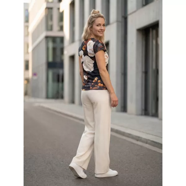  Dámska voľnočasová košeľa premium ALTISPORT VOJ/ALW097TR06 BIELA/ORANŽOVÁ/KVETY 