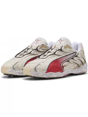 Pánske topánky PUMA INHALE DISTRESSED 40453202 ALPINE SNOW/NA CELÚ DOBU ČERVENÁ