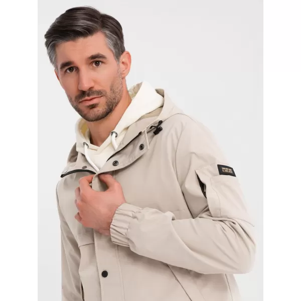  Pánska bunda OMBRE OM-JANP-0225 BÉŽOVÁ 