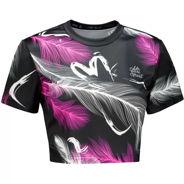  Dámsky prémiový crop top ALTISPORT VOJ/ALW001TR07 ČERNORŮŽOVÁ ČIERNA RUŽOVÁ 