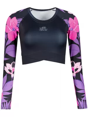 Dámsky funkčný prémiový crop top ALTISPORT VOJ/ALW115TR04 FIALOVO-ČIERNA