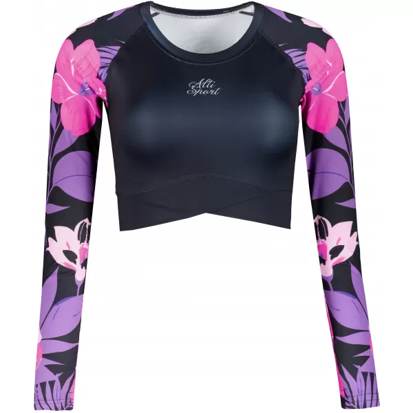  Dámsky funkčný prémiový crop top ALTISPORT VOJ/ALW115TR04 FIALOVO-ČIERNA 