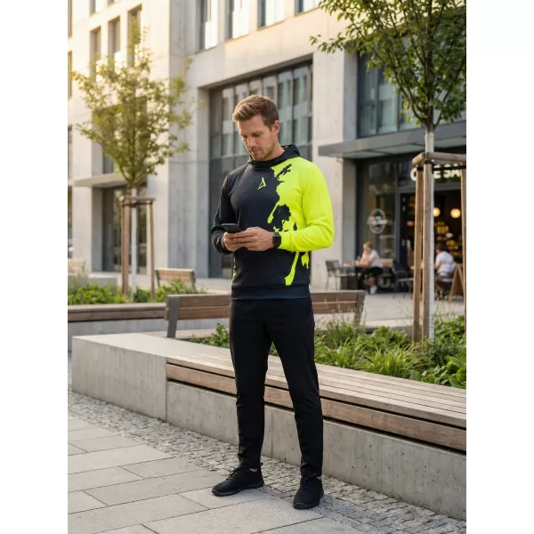 Pánska prémiová funkčná mikina ALTISPORT VOJ/ALM112MI01 ČIERNO-FLUO ŽLTÁ 