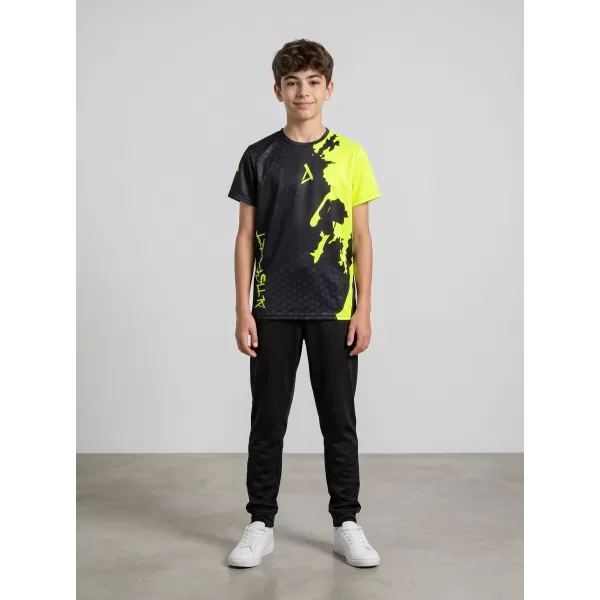  Detské prémiové funkčné tričko ALTISPORT VOJ/ALM112TR01 ČIERNO-FLUO ŽLTÁ 