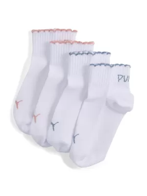 Ponožky PUMA GIRLS SCALLOP EDGE QUAR 94723501 BIELA/RUŽOVÁ