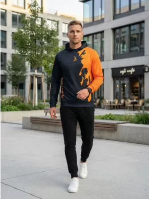 Pánska prémiová funkčná mikina ALTISPORT VOJ/ALM112MI01 ČIERNO-FLUO ORANŽOVÁ