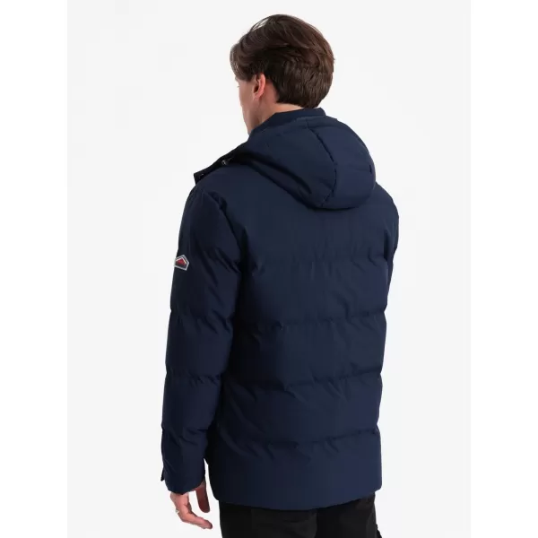  Pánska zimná bunda OMBRE OM-JAHP-0306 NÁMORNÍCKA MODRÁ 