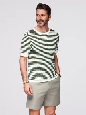 Pánske tričko OMBRE OM-TSCT-0255 OLIVOVÝ A BIELY