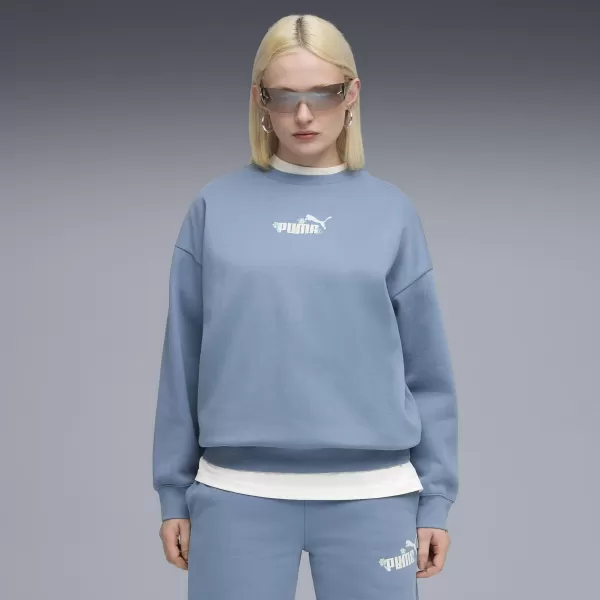  Dámska mikina PUMA ESS NATURE 2 0 OVERSIZED CREW FL 68807834 STUDENÝ MODRÝ 