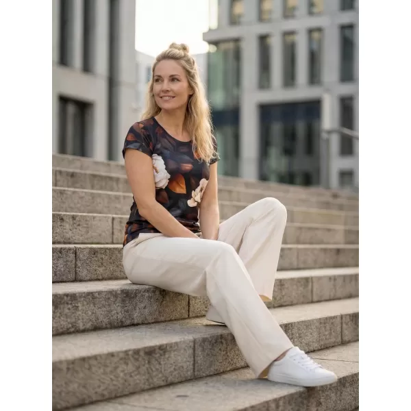  Dámska voľnočasová košeľa premium ALTISPORT VOJ/ALW097TR06 BIELA/ORANŽOVÁ/KVETY 