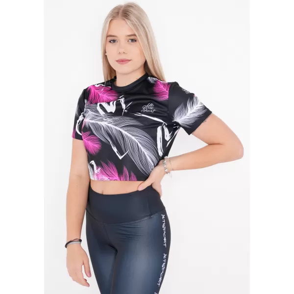  Dámsky prémiový crop top ALTISPORT VOJ/ALW001TR07 ČERNORŮŽOVÁ ČIERNA RUŽOVÁ 