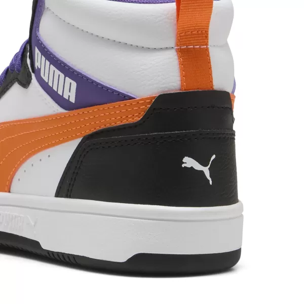  Detská obuv PUMA REBOUND V6 MID JR 39383134 PUMA BIELA/ORANŽOVÁ GLO/ČIERNA 