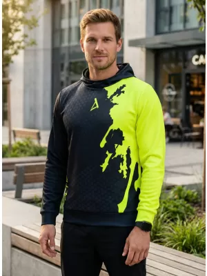 Pánska prémiová funkčná mikina ALTISPORT VOJ/ALM112MI01 ČIERNO-FLUO ŽLTÁ