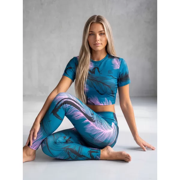  Dámsky prémiový crop top ALTISPORT VOJ/ALW001TR07 PETROLEJOVÁ/SVĚTLE RŮŽOVÁ BENZÍNOVÁ/SVETLORUŽOVÁ 
