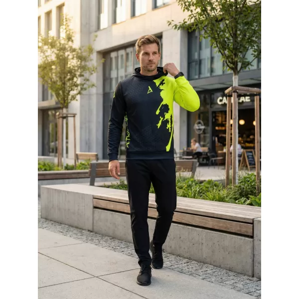  Pánska prémiová funkčná mikina ALTISPORT VOJ/ALM112MI01 ČIERNO-FLUO ŽLTÁ 