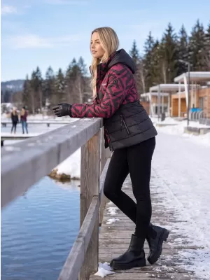 Dámska bunda KIXMI VERONICA ČIERNA/BORDOVÁ