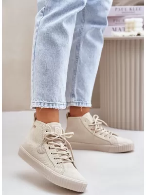 Dámske zateplené tenisky BIG STAR OO274771 BÉŽOVÁ Big Star Shoes