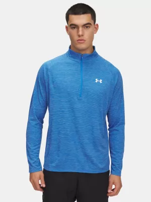 Pánske tričko UNDER ARMOUR UA TECH TEXTURED 1/2 ZIP 1382797-402 MODRÁ
