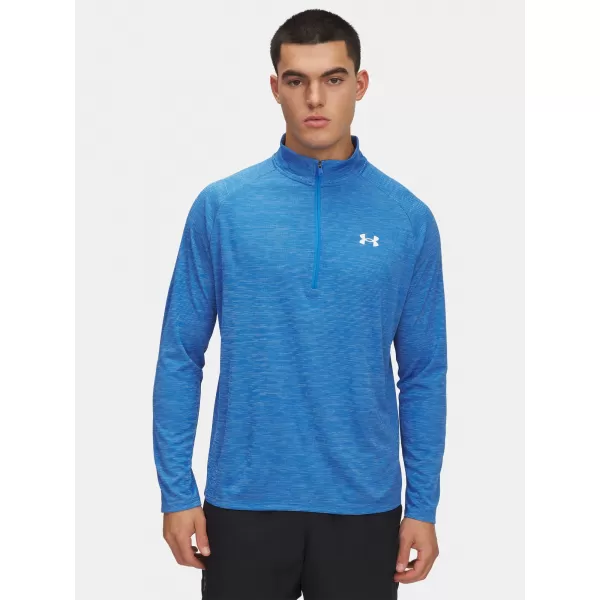  Pánske tričko UNDER ARMOUR UA TECH TEXTURED 1/2 ZIP 1382797-402 MODRÁ 