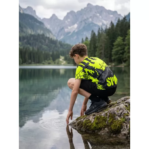  Detské prémiové funkčné tričko ALTISPORT VOJ/ALK076TR01 ČIERNA/FLUO ŽLTÁ 