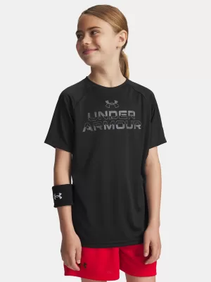Chlapčenské tričko UNDER ARMOUR UA TECH SPLIT WORDMARK SS 1383010-003 ČIERNA