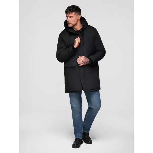  Pánský kabát OMBRE OM-JAFL-0109 ČIERNY 