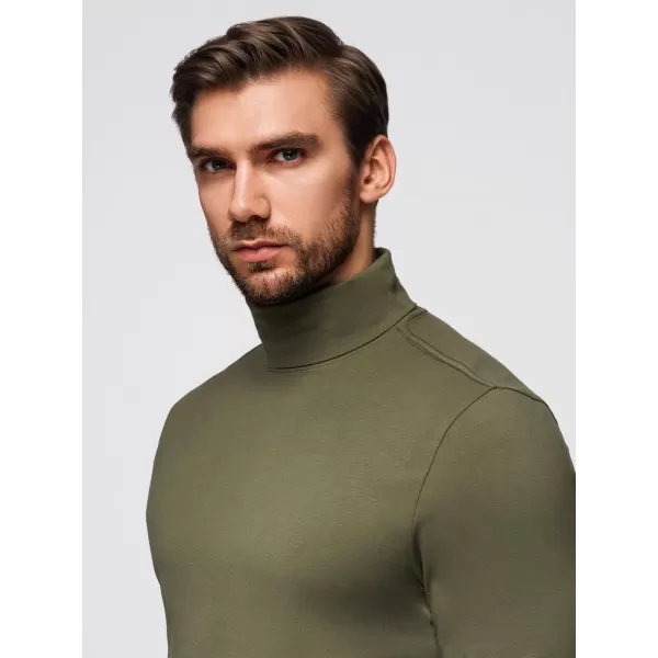  Pánske tričko OMBRE OM-LSCL-0130 TMAVO OLIVOVO ZELENÁ 