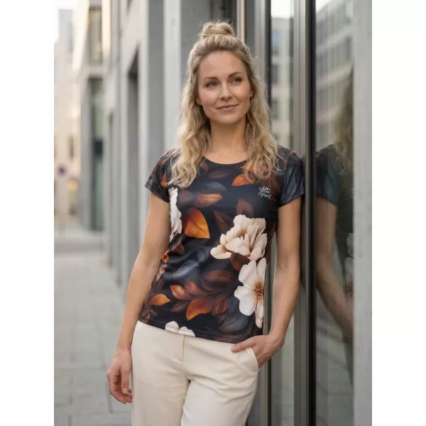  Dámska voľnočasová košeľa premium ALTISPORT VOJ/ALW097TR06 BIELA/ORANŽOVÁ/KVETY 