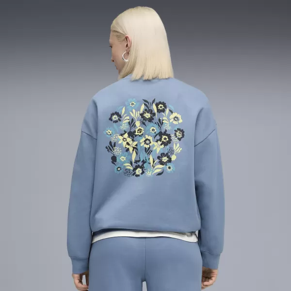  Dámska mikina PUMA ESS NATURE 2 0 OVERSIZED CREW FL 68807834 STUDENÝ MODRÝ 