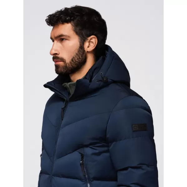  Pánska bunda OMBRE OM-JAHP-0304 NÁMORNÍCKA MODRÁ 
