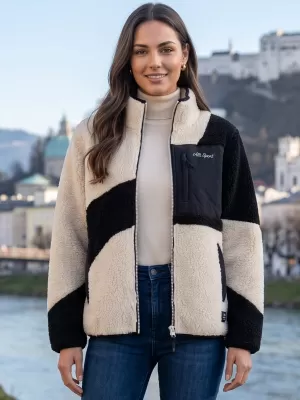 Dámska fleecová mikina ALTISPORT GERI ČIERNA/BÉŽOVÁ