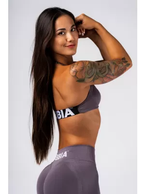 Bezšvová vyťahovacia športová podprsenka FLOW SEAMLESS 495 DARK GREY Nebbia