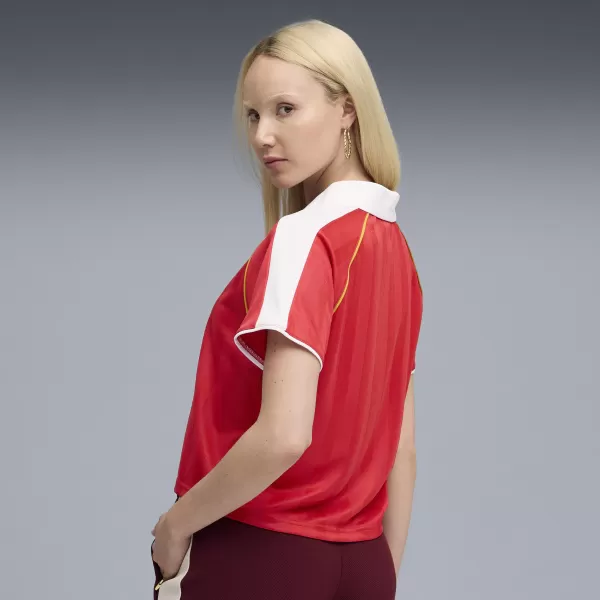  Dámsky dres PUMA T7 RELAXED FOOTBALL JERSEY 63215711 NAVŽDY ČERVENÁ 