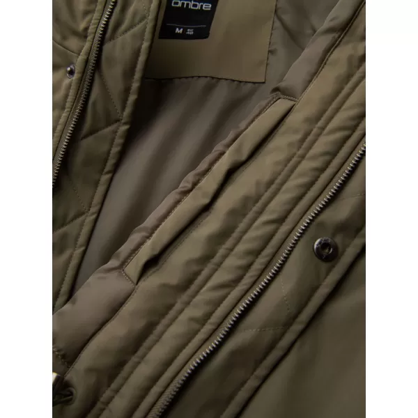  Pánský kabát OMBRE OM-JAFL-0109 OLIVOVÝ 