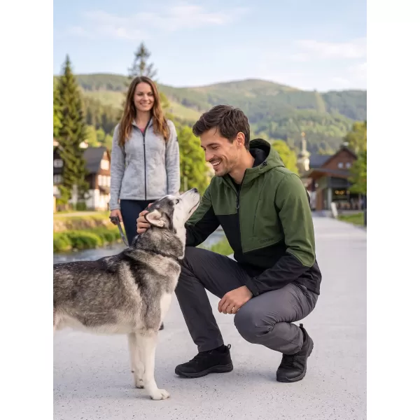  Pánska bunda so softshell ALTISPORT GAN KHAKI/ČIERNA 