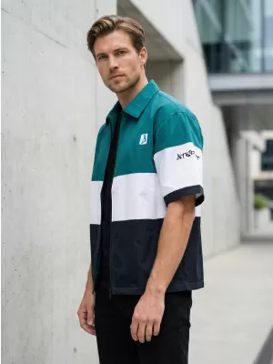 Pánska prémiová košeľa ALTISPORT VOJ/ALM051KOS01 PETROLEJ/ČIERNA