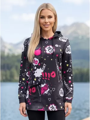 Dámska mikina ALTISPORT GITA ČIERNA/RUŽOVÁ
