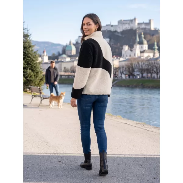  Dámska fleecová mikina ALTISPORT GERI ČIERNA/BÉŽOVÁ 