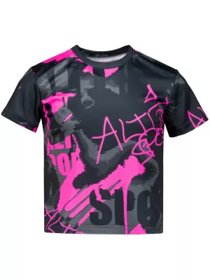Detské prémiové funkčné tričko ALTISPORT VOJ/ALK076TR01 ČIERNA/FLUO RUŽOVÁ